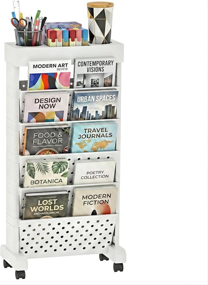 6-Tier Rolling Bookshelf Magazine Rack by yeavs