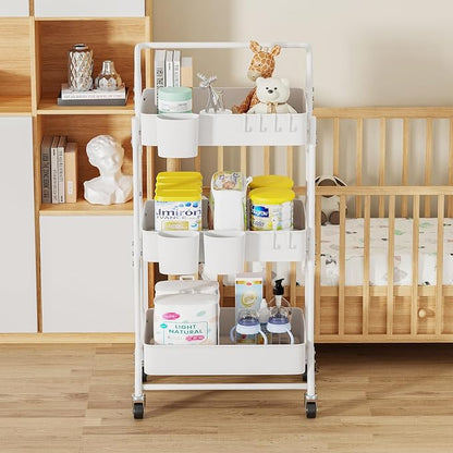 3-Tier Folding Rolling Utility Cart - Image 8