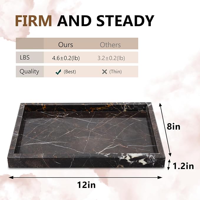 Real Natural Marble Tray for Bathroom, Kitchen and Desktop, Rectangle Genuine - Image 2