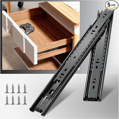 YENUO 5 Pairs 3-Fold Full Extension Drawer Slides Ball Bearing 10–24 Inch | by YENUO