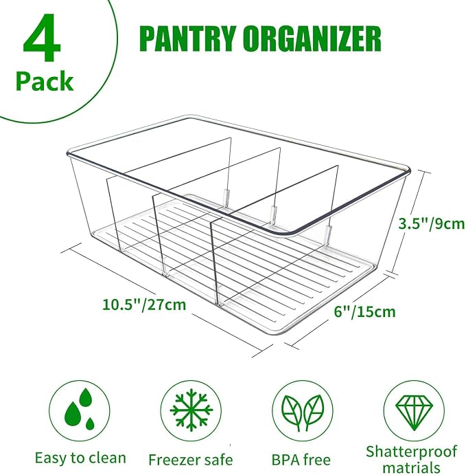 4 Pack Pantry Organizers and Storage, Snack Containers - Image 2