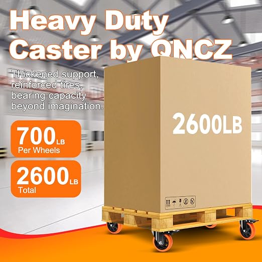 QNCZ Caster Wheels, 5 Inch Heavy Duty Casters Set of 4, Silent Industrial - Image 4