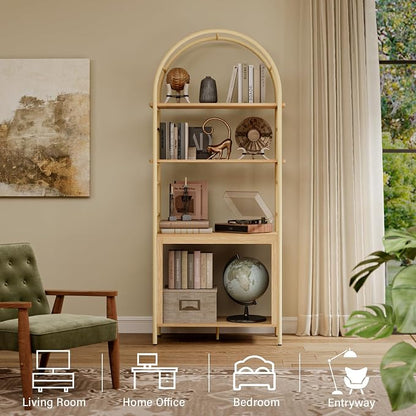 BREEZEHEAT 4-Tier Arched Bookshelf, Floor Standing Open Display Storage Shelf - Image 5