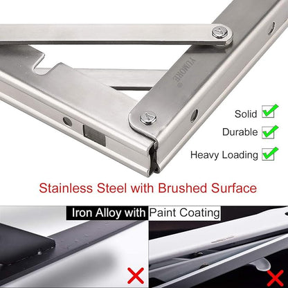 YUMORE Folding Shelf Brackets 8", Max Load: 300lb Heavy Duty Stainless Steel - Image 2