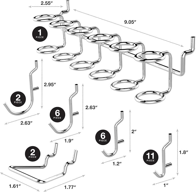 Hiltex 53106 Pegboard Hook Assortment Set, 50 Piece Heavy Duty, Pegboard Hooks - Image 3