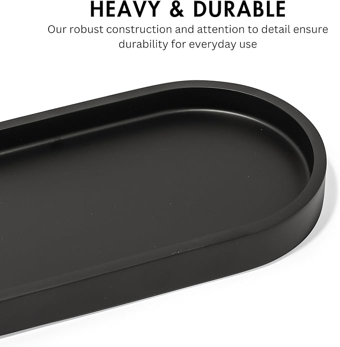 Matte Black Round Soap Dispenser Tray, 8” Soap and Lotion Bottle Tray Organizer - Image 3
