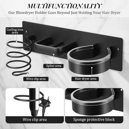 Blow Dryer Holder Wall Mounted – 3-in-1 Hair Tool Organizer Wall Mount - Image 3