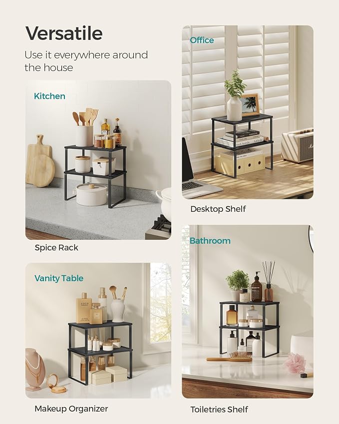 SONGMICS Cabinet Organizer Shelf, Kitchen Storage, Spice Rack, Expandable - Image 6