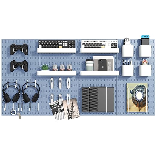 Pegboard Combination Kit, 8 Peg Boards and 30 Accessories Modular Hanging Black by VEOFEMLEA