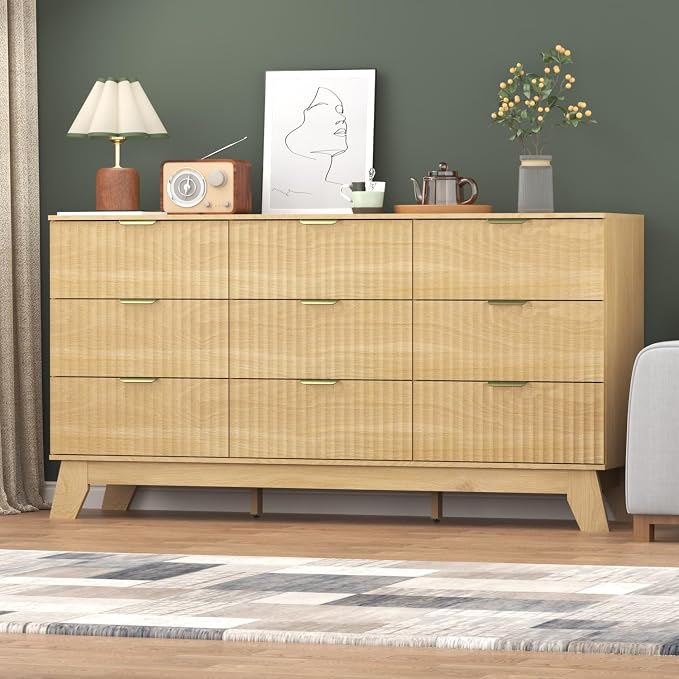 Fluted Dresser for Bedroom, 9 Drawer Dresser for Closet, TV Stand, Storage - Image 5