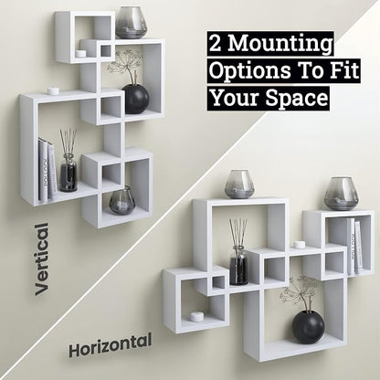 Greenco 4 Cube Intersecting Shelves, Easy-to-Assemble Floating Wall Mount - Image 8