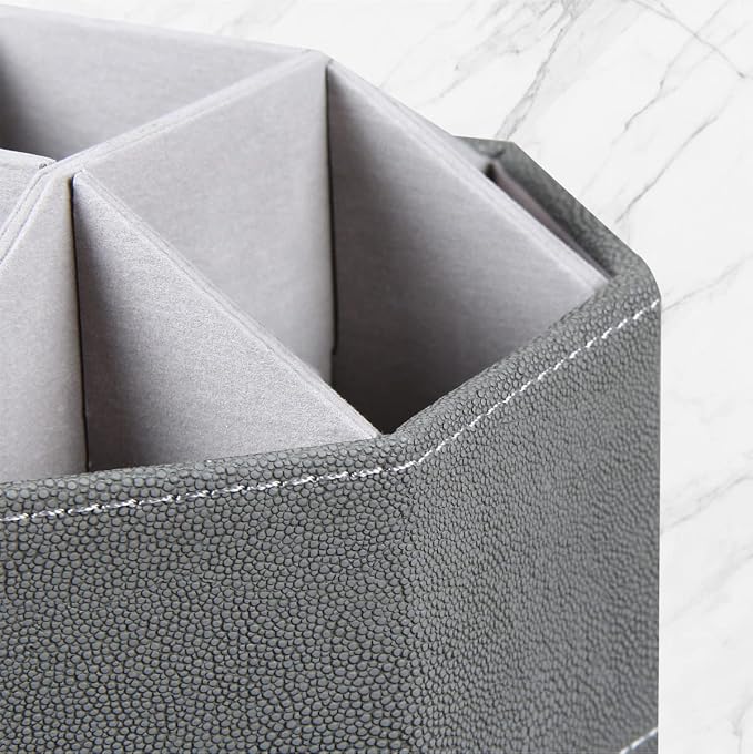Leather Remote Control Holder, 360 Degree Spinning TV Remote Caddy, 9 Grids - Image 3