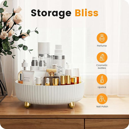 A-LuGei 【Elegant White】 11" Perfume Organizer, 【360° Rotating】 Vanity Organizer - Image 7