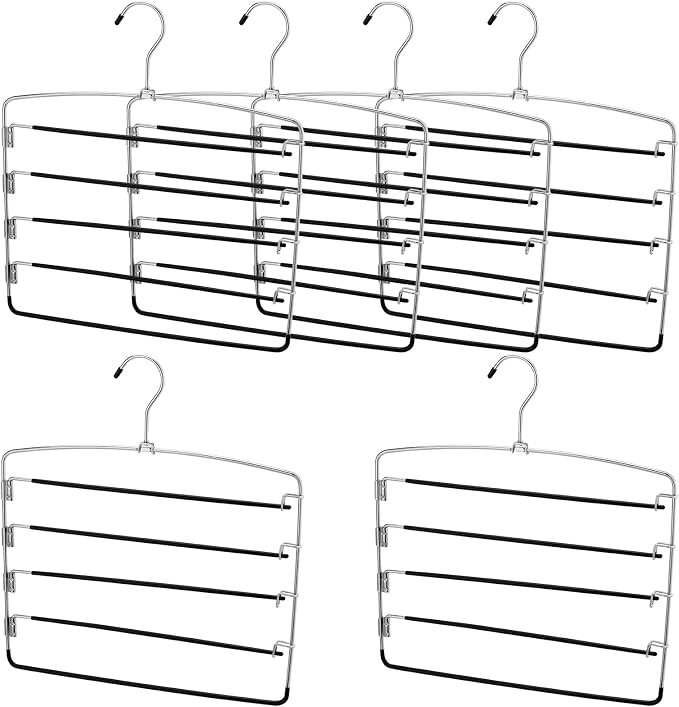JAPCHET 6 Pack Non Slip Space Saving Pants Hangers by JAPCHET