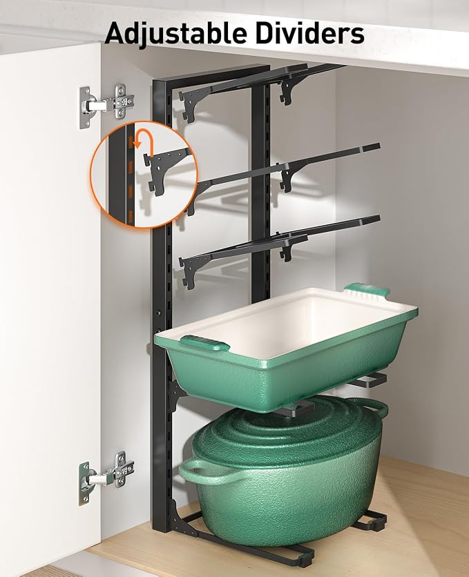 ORDORA Pots and Pans Organizer under Cabinet 23.62" Height, 10-Tier Kitchen - Image 5