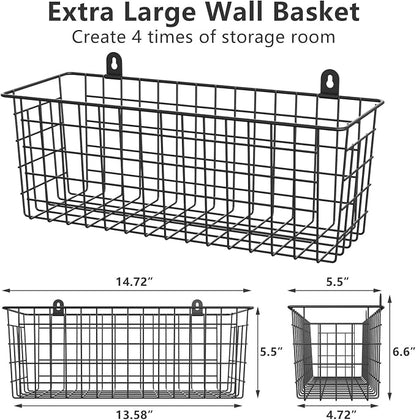 MaraFansie Extra Large Hanging Wall Basket 4-Pack Wall Mounted Wire Basket - Image 2