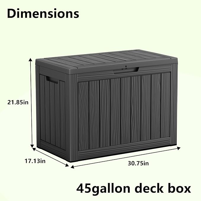 Vixzen 45 Gallon Deck Boxes Outdoor Waterproof, Lockable Outdoor Storage Box - Image 3