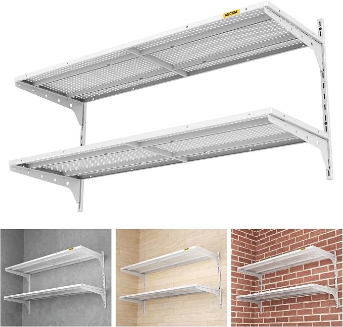 1pack×2 Tier 1.3x4ft Garage Shelving Wall Mounted, 260lbs Load by AECXM