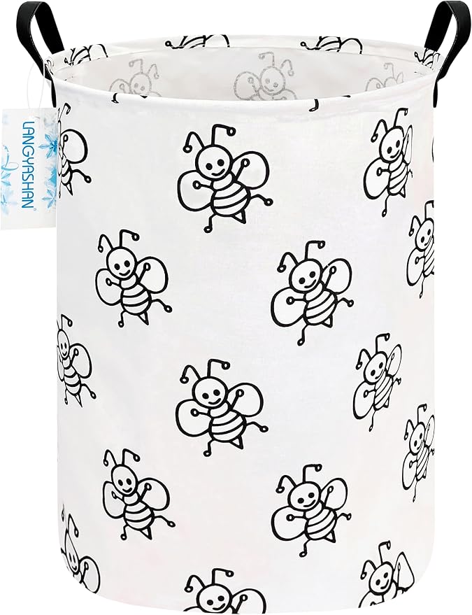 LANGYASHAN Laundry Basket Canvas Fabric Collapsible Organizer Basket by LANGYASHAN