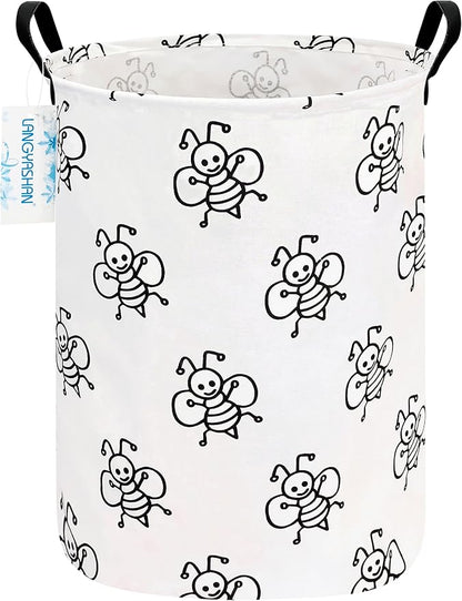 LANGYASHAN Laundry Basket Canvas Fabric Collapsible Organizer Basket by LANGYASHAN