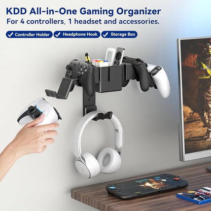 KDD Controller Wall Mount & Headset Holder, Universal Gaming Organizer Stand - Image 2