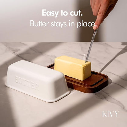 KIVY Ceramic butter dish with airtight lid that keeps butter soft - Image 4
