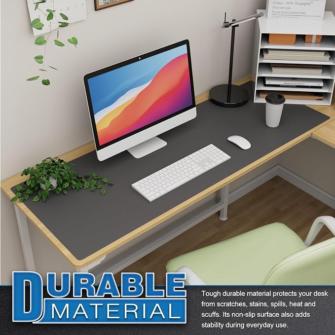 K KNODEL Large Office Leather Desk Mat, Mouse and Keyboard Pad, Computer and - Image 3