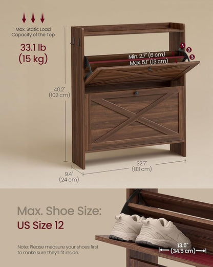 VASAGLE Shoe Storage Cabinet Organizer - Image 2