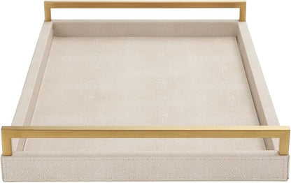 Ivory Shagreen Leather Serving Tray by Unknown