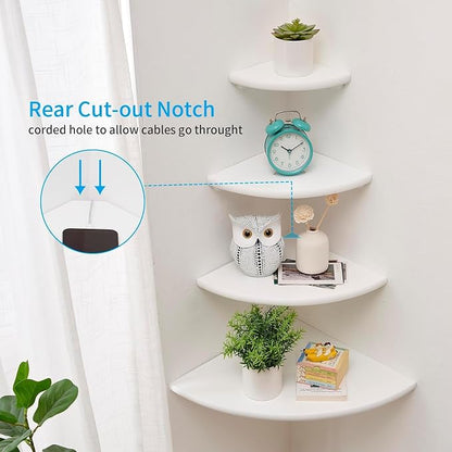 Corner Shelf, Solid Oak Wood Floating Corner Shelf Wall Mount Round End - Image 4