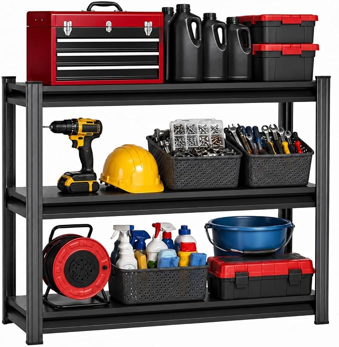 Garage Shelving, 1800 LBS Heavy Duty Metal Storage Shelves, 3-Tier Adjustable by BEESTMUEBLE