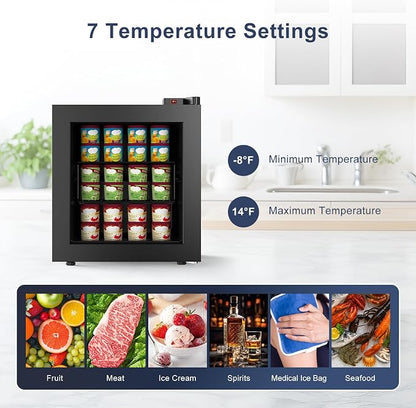 Northair Mini Freezer, 1.1 Cu Ft, -8°F to 14°F Glass Door Display, 2 Removable - Image 2