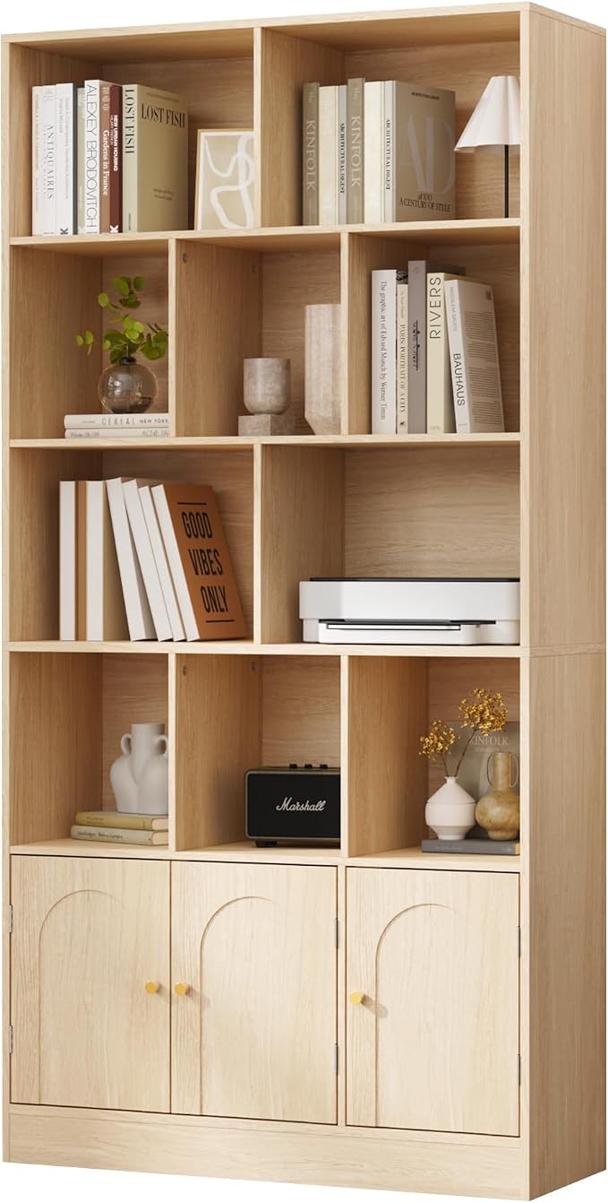 71" Tall Bookshelf with 10 Cubes and 3 Doors, 4-Tier Bookshelf, Open Shelf - Image 9