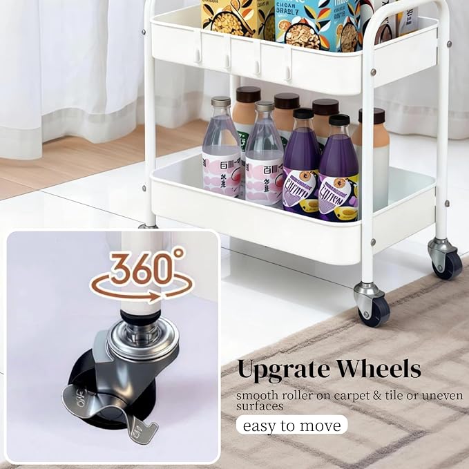 Under Desk Storage Cart 2 Tier Utility Rolling Cart - Image 5