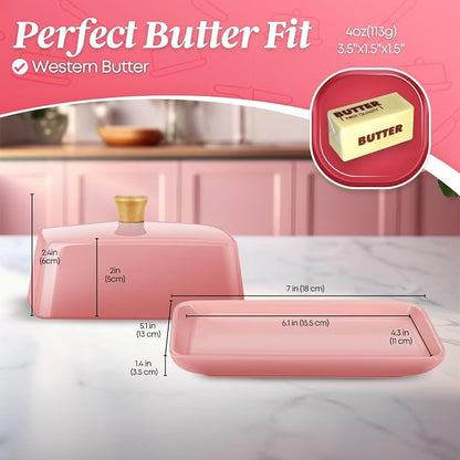 Flexzion Ceramic Pink European Butter Dish - Image 8