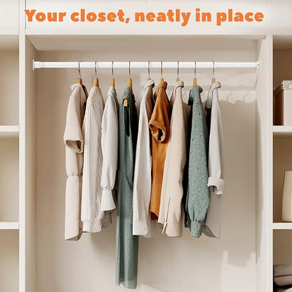 Closet Rod 30-63 Inches, Adjustable Heavy Duty Metal White Closet Rods - Image 7