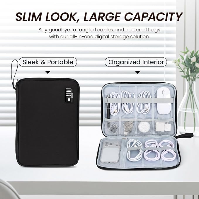 Large Slim Cable Organizer Travel Case, Single-Layer Electronic Accessories - Image 4