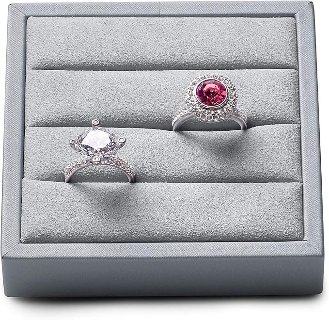Oirlv Premium Leather Ring Display Stand Small Ring Tray Showcase Jewelry - Image 3