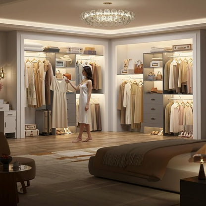 Closet System with 3 Drawers - 8FT Wood Closet Organizer with 3 Shelving Tower - Image 6