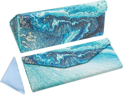 Foldable Glasses Case, Magnetic PU Leahter Sunglasses Case, Cute Hard Shell by FLYINGMAGE