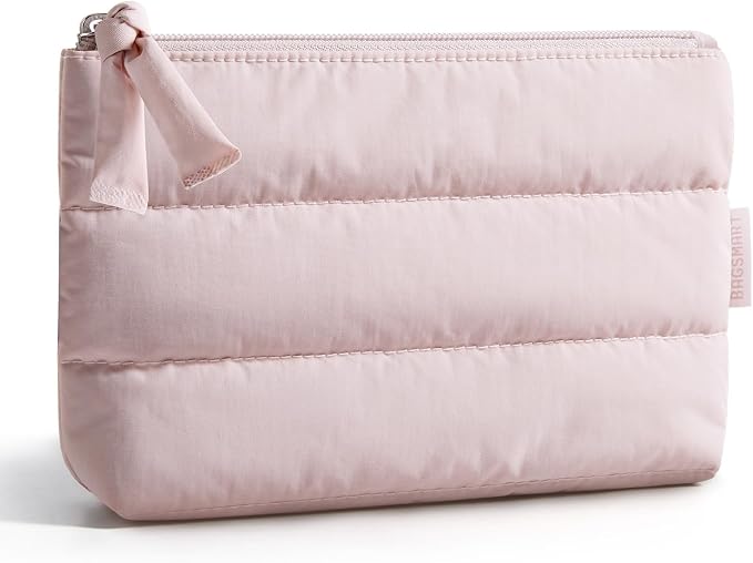 BAGSMART Small Makeup Bag, Machine Washable Puffy Cosmetic Pouch, by BAGSMART