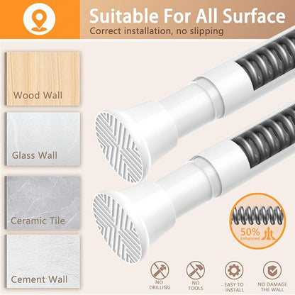 4PCS White Shower Curtain Rod 23-46Inch, Tension Curtain Rods No Drilling | - Image 4