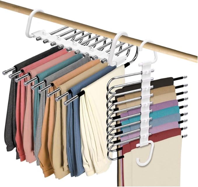 2Pack 9 Layers Foldable Pants Hangers Space Saving Trouser Hanger by trrcylp