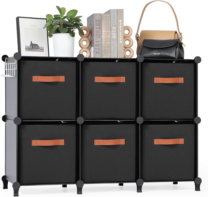 Cube Storage Organizer with Storage Bins, 6-Cube Shelves Units with 6 Organizer by Unknown