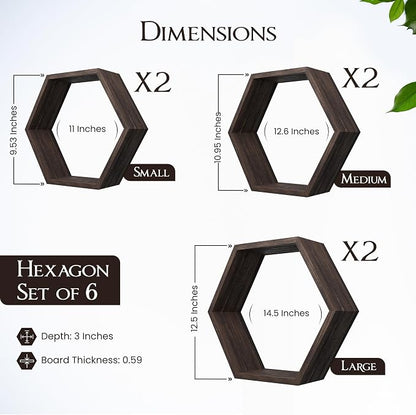 Hexagon Floating Shelves Set of 6 Honeycomb Shelves - Image 2