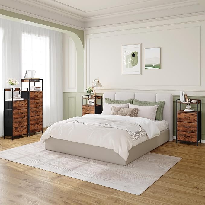 Somdot Nightstand with 3 Drawers, Fabric Dresser - Image 2