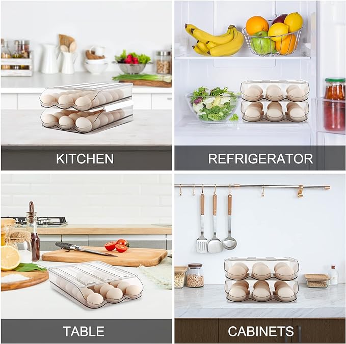 Egg Holder for Fridge, Automatically Rolling Egg Storage Container for - Image 6
