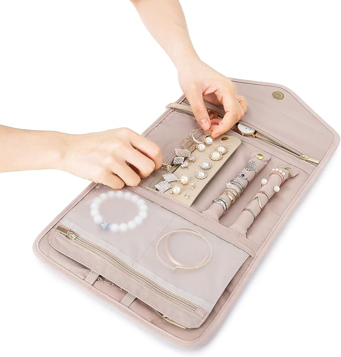 BAGSMART Travel Jewelry Organizer Roll Foldable Jewelry Case - Image 8