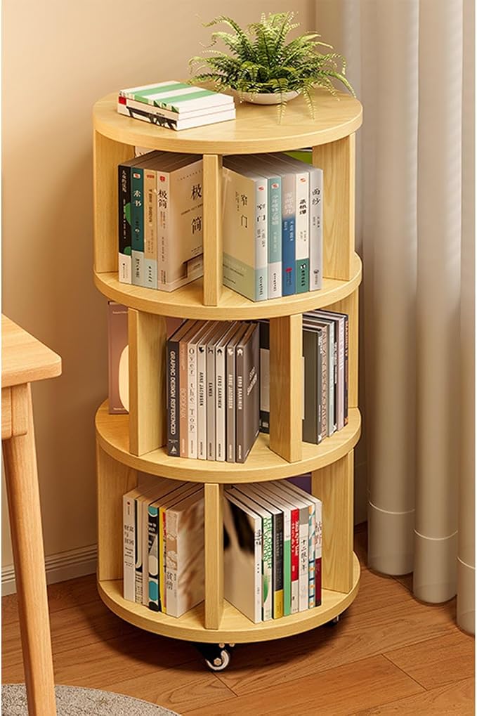 Rotating Bookshelf Tower 2/3/4/5/6 Tier Wood Rotating Bookshelf Wooden Book by Unknown