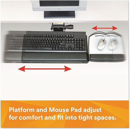 3M Keyboard Tray with Adjustable Keyboard and Mouse Platforms, Turn Knob to - Image 2